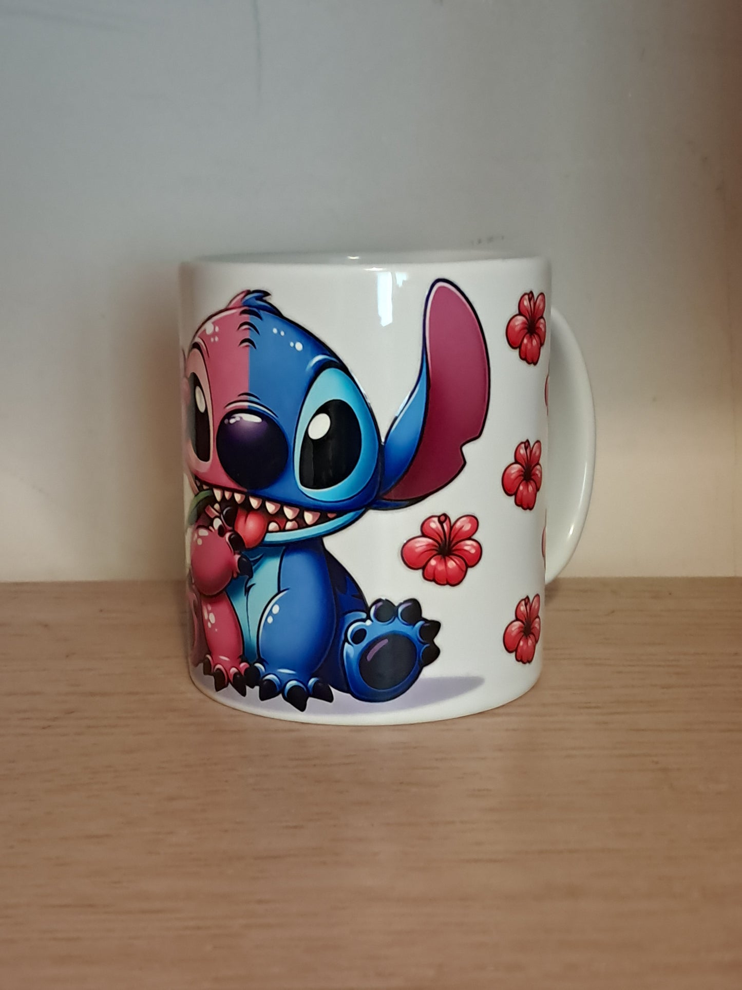 Pink and blue little alien mug