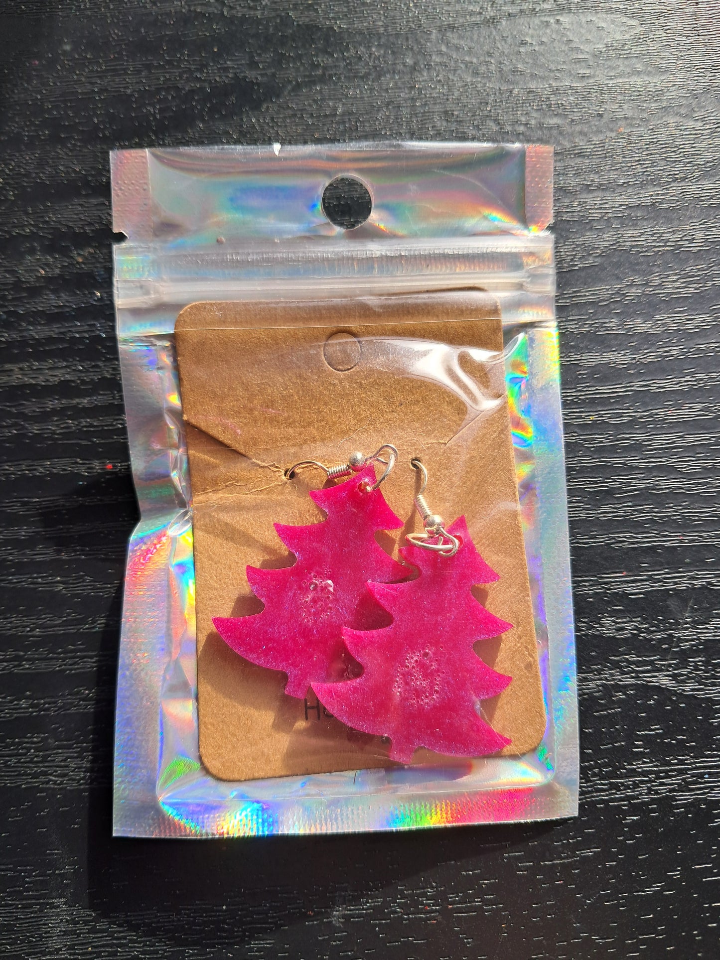 Christmas tree resin earrings