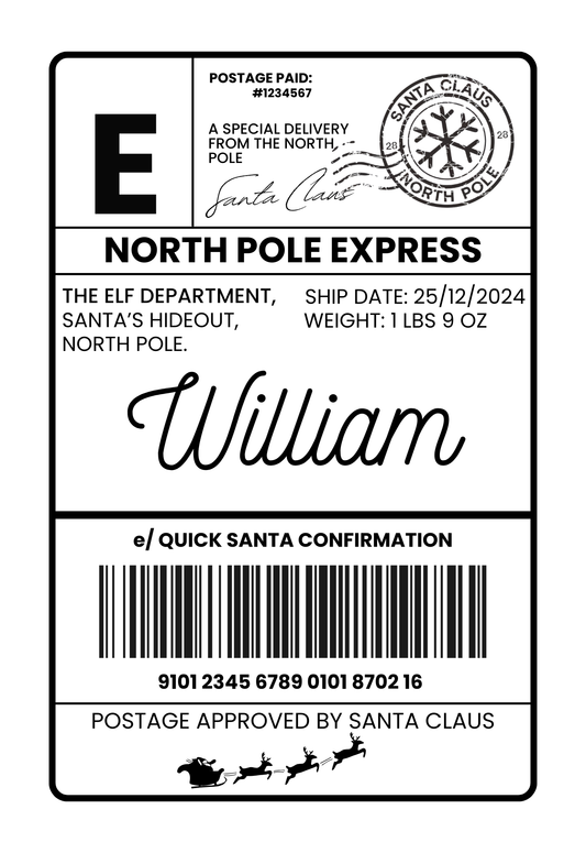 Personalised Santa Delivery Label Pack of 10 North Pole Nice List Tag Christmas Present Sticker | Custom Gift Label for Kids Santa Mail Tag