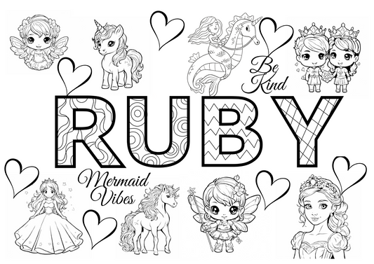 Personalised Fairy/Unicorn colouring sheet A4