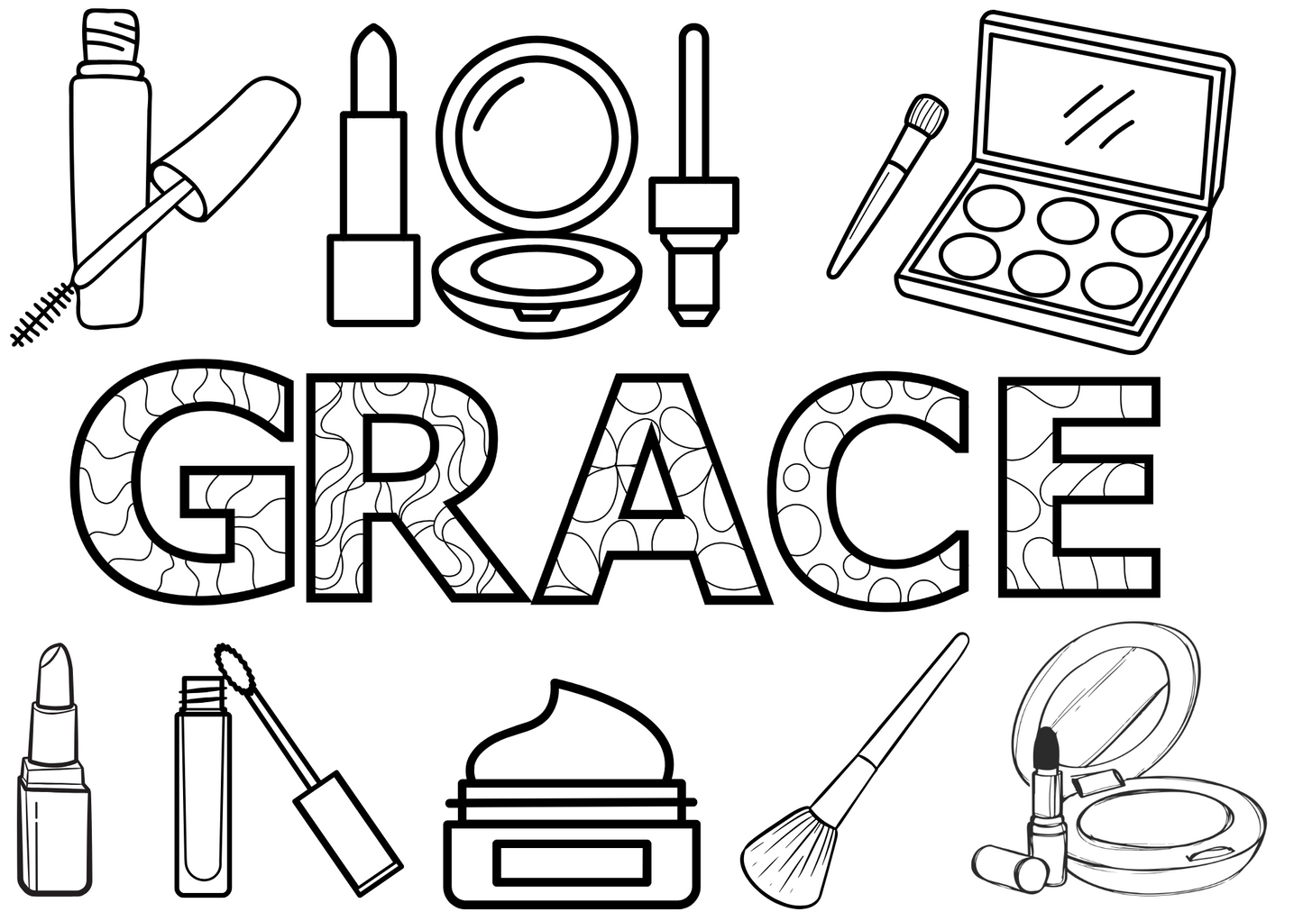 Personalised make Up colouring sheet A4