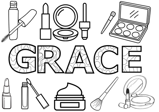 Personalised make Up colouring sheet A4