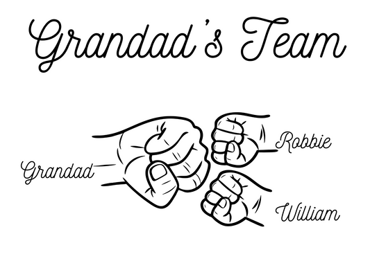 Personalised Family Grandad's Team Print Fist Hands Up To 5 Children ONLY! Unframed Boy Girl Father's Day Present Gift Grandad
