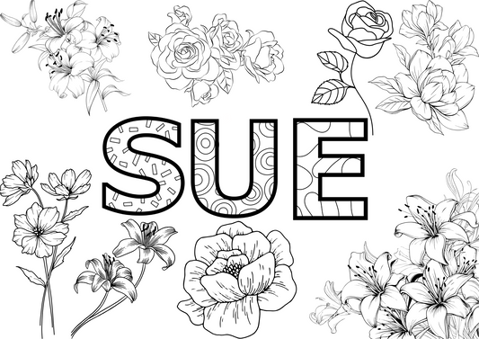 Personalised Flower colouring sheet