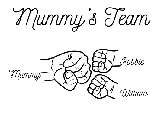 Personalised Family Mummy's Team Print Fist Hands Up To 5 Children ONLY! Unframed Boy Girl Mother's Day Present Gift Mummy
