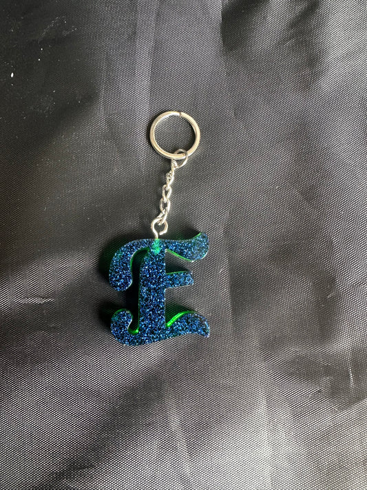 E resin Fancy initial keyring