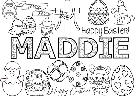 Personalised Easter colouring sheet A4
