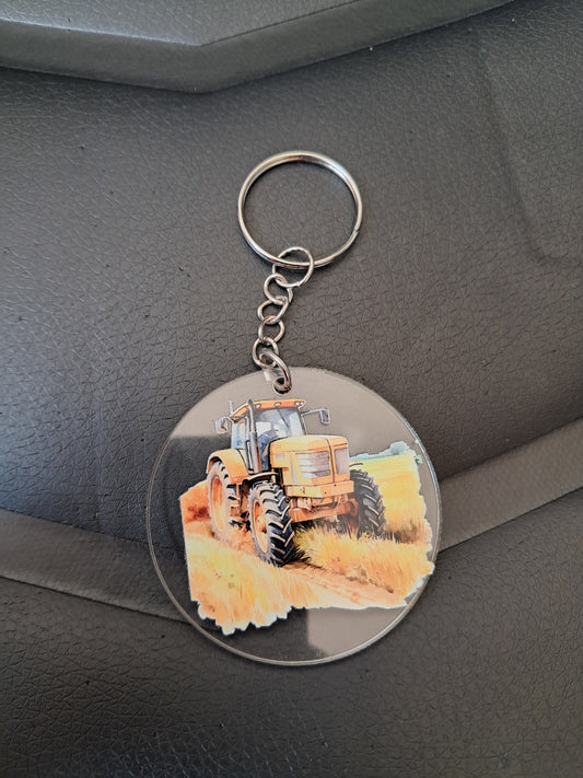 Yellow Tractor 1 keyring