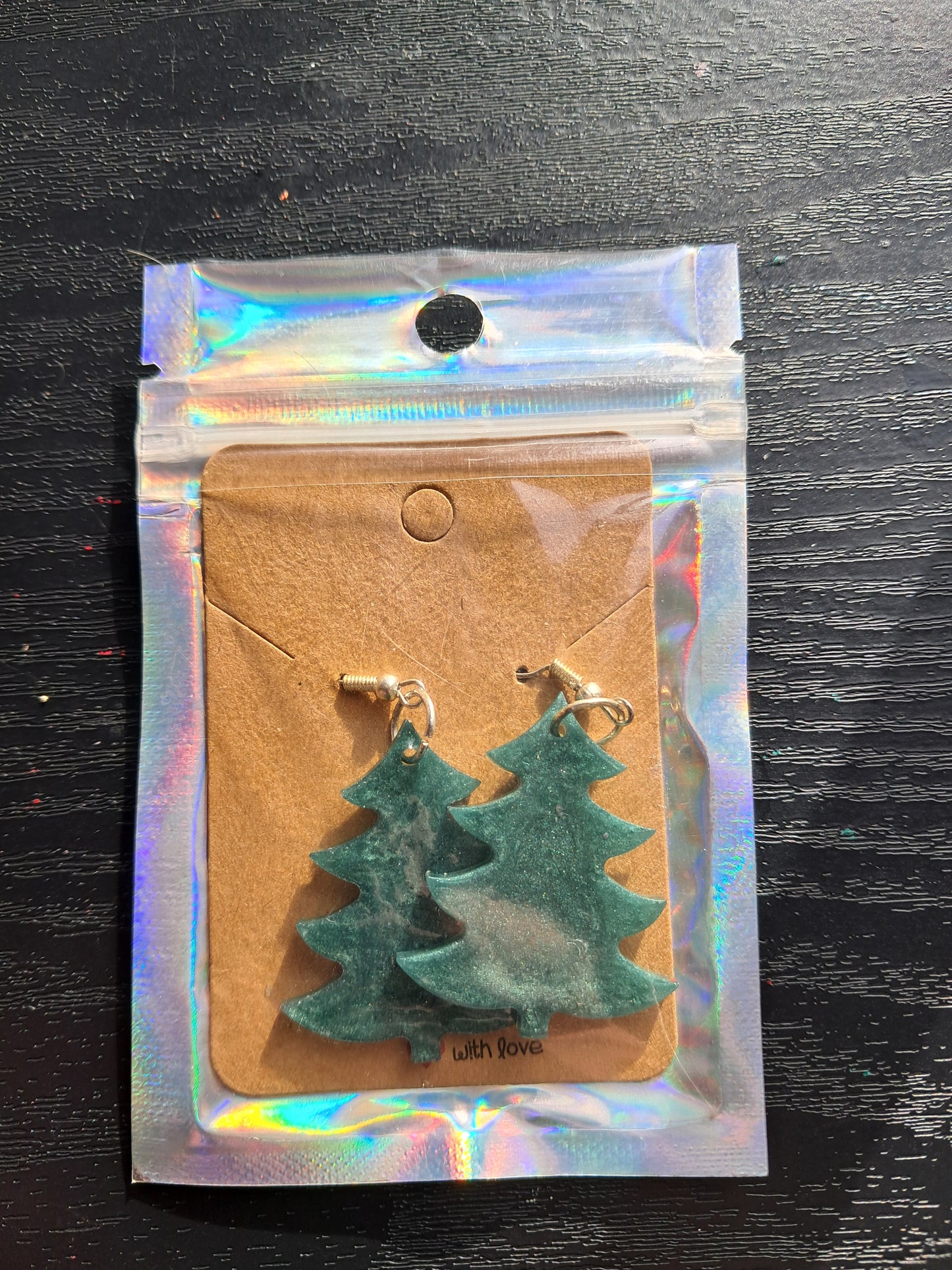 Christmas tree resin earrings