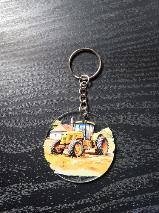 Yellow Tractor 2 keyring