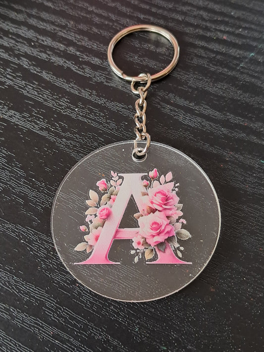Flower initial keyring